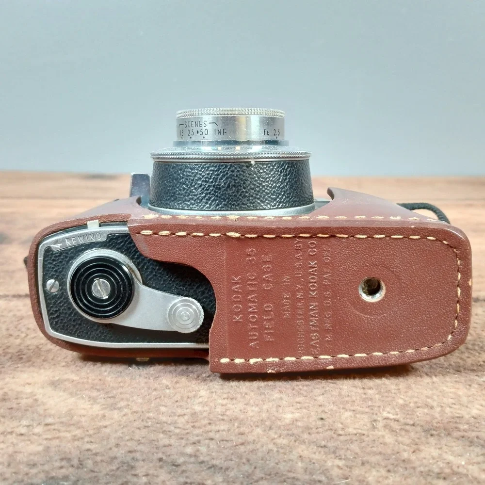 Kodak Automatic 35 Field Case Camera Brown Leather Vintage Untested